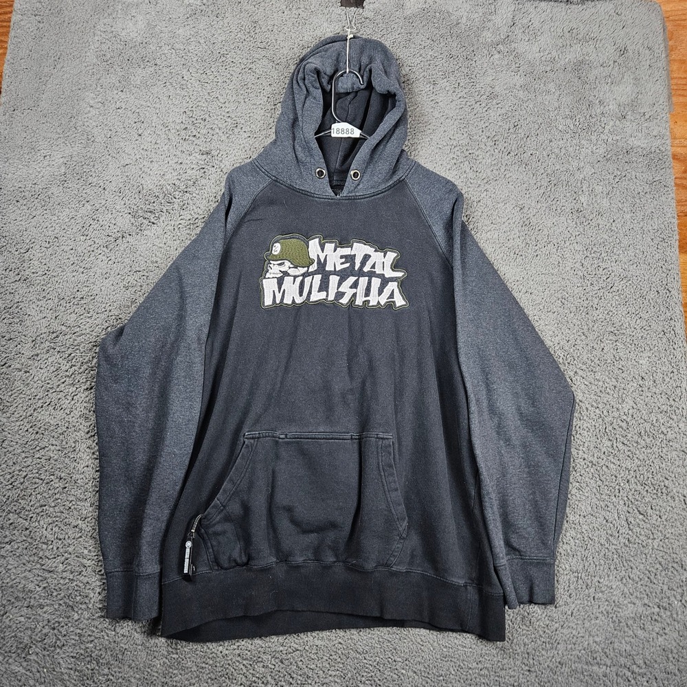 Metal Mulisha Men's 3XL Black Charcoal Gray Bottle Opener Holder Hoodie